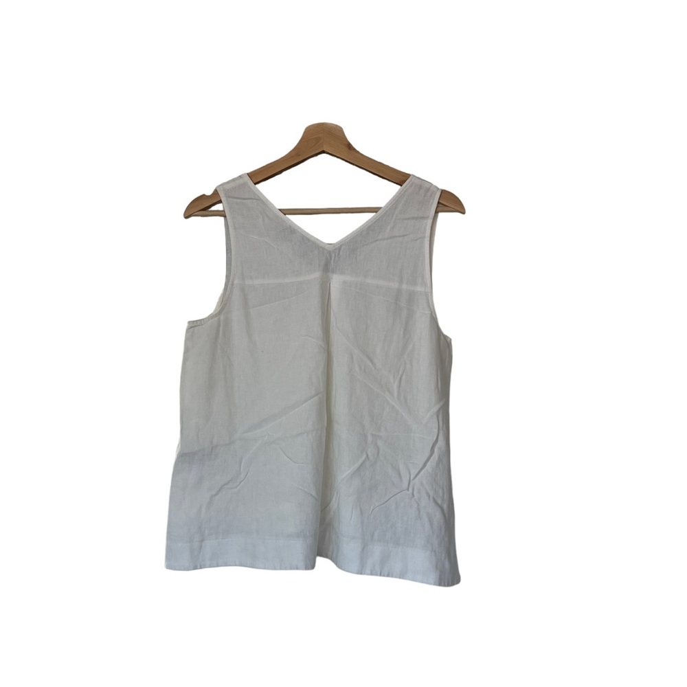 Women's White V-Neck Button-Side Tank Top - Picture 6 of 9